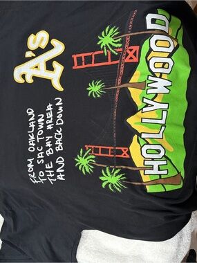 Oakland A's Hollywood Graphic Tee - Black with Green & Yellow Print